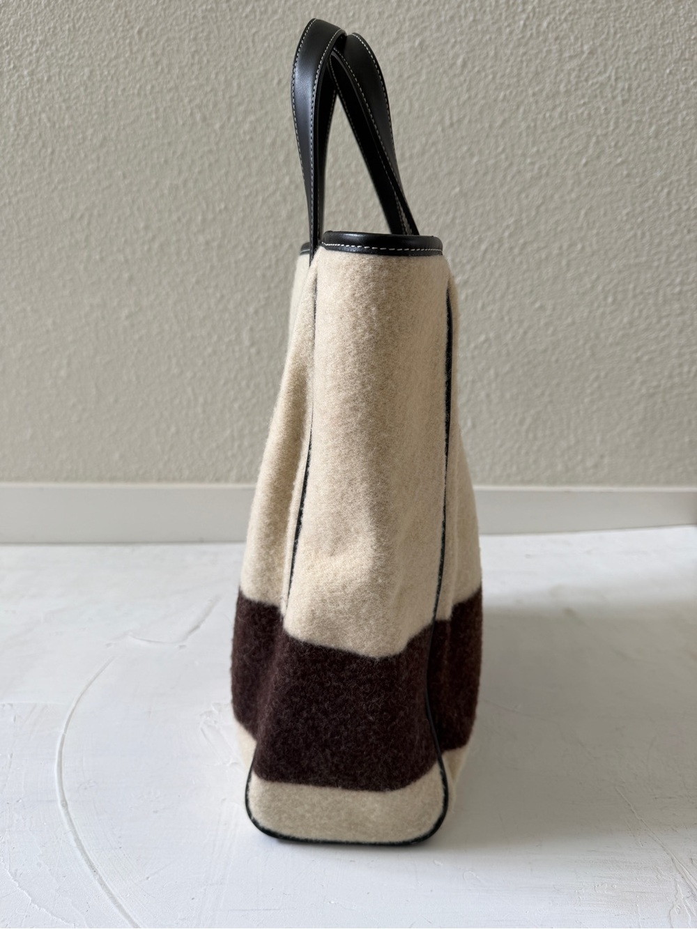 Coach Tote Bag Wool Ivory Brown Bag Top Leather Top Handles - Picture 4 of 12